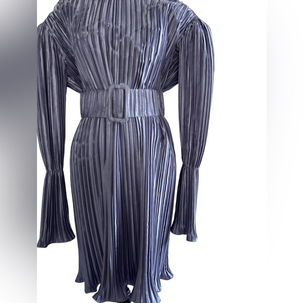 Purple Pleated Sheath Mini Dress for Wedding Guest - Picture 5 of 13